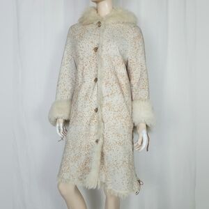 Y2k Gianni hooded spotted lambskin furry coat XS/S